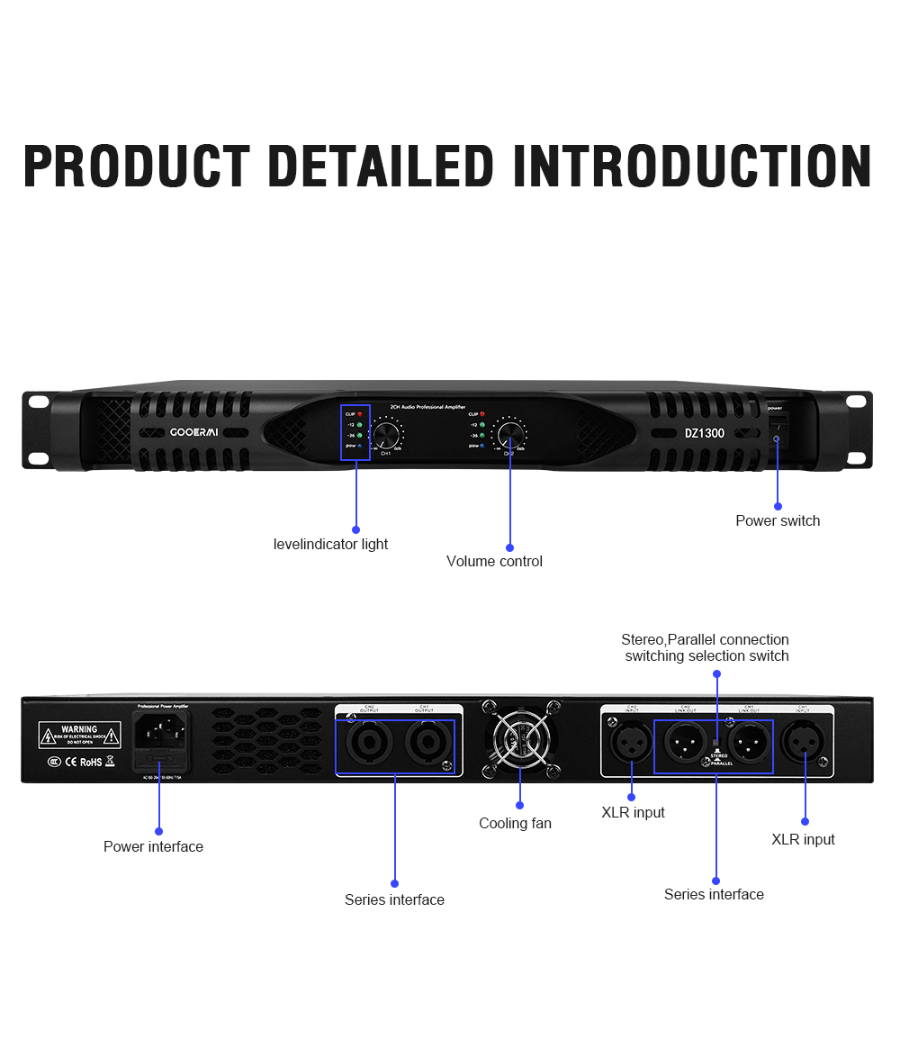 Gooermi DZ1300 1U Class D Powe - đánh giá và giá Class D Amplifier